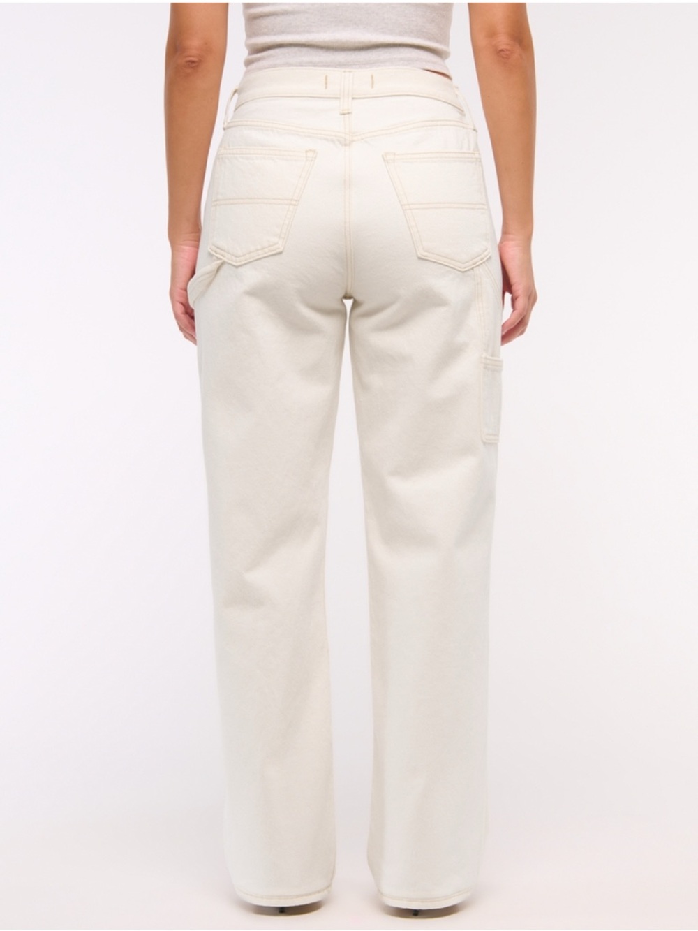 SOLD OUT Abercrombie & Fitch Cream Wide-Leg Utility Jeans - Picture 3 of 10
